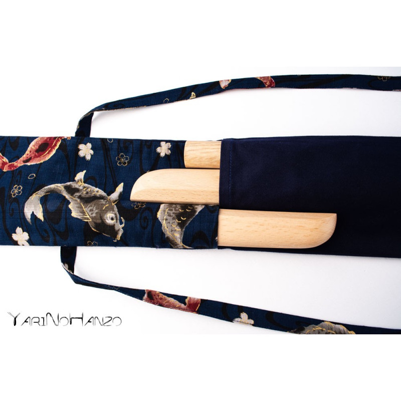 Sac bleu Aikido KOI | Buki Bukuro KOI | Sac pour Tanto, Bokken et Jo