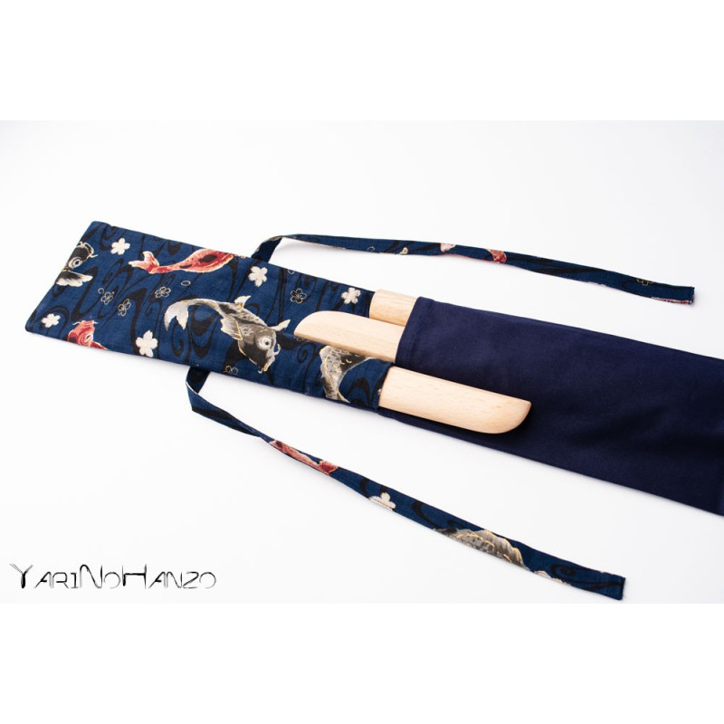 Sac bleu Aikido KOI | Buki Bukuro KOI | Sac pour Tanto, Bokken et Jo